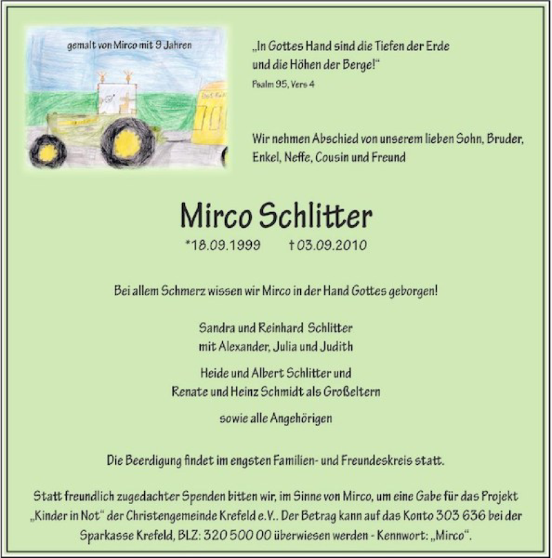  Traueranzeige für Mirco Schlitter vom 02.02.2011 aus Rheinische Post