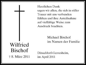 Traueranzeige von Wilfried Bischof von Rheinische Post