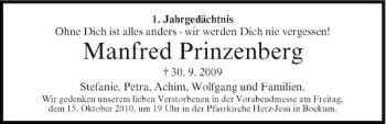 Traueranzeige von Manfred Prinzenberg von Rheinische Post