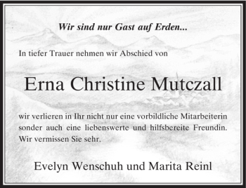 Traueranzeige von Christine Mutczall Erna von Rheinische Post