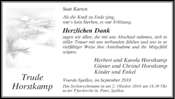 Traueranzeige von Trude Horstkamp von Rheinische Post