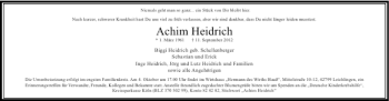 Traueranzeige von Heidrich Achim von Rheinische Post