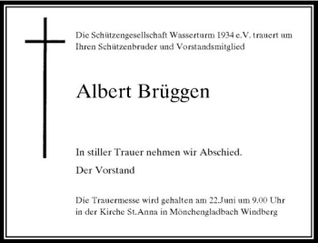 Traueranzeige von Albert Brüggen von Rheinische Post