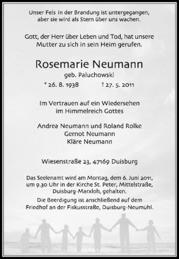 Traueranzeige von Rosemarie Neumann von Rheinische Post