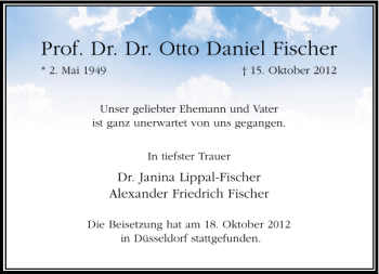 Traueranzeige von Prof. Dr. Dr. Otto Daniel Fischer von Rheinische Post