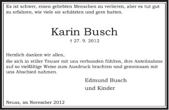 Traueranzeige von Karin Busch von Rheinische Post