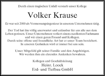 Traueranzeige von Volker Krause von Rheinische Post