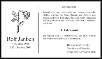 Traueranzeige von Rolf Janßen von Rheinische Post