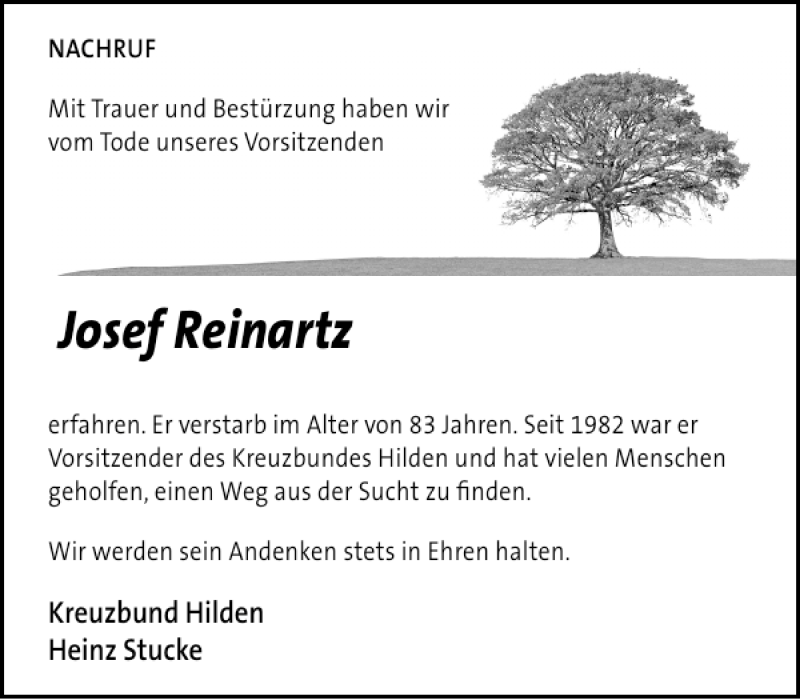  Traueranzeige für Josef Reinartz vom 23.03.2013 aus Rheinische Post