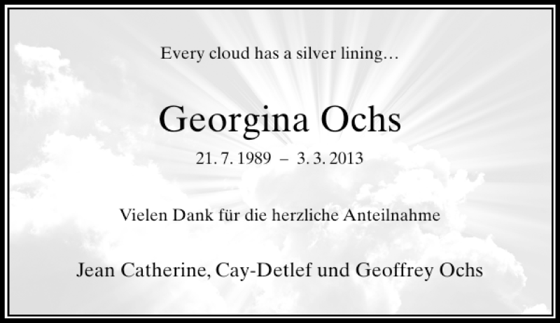  Traueranzeige für Georgina Ochs vom 20.04.2013 aus Rheinische Post