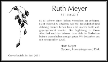 Traueranzeige von Ruth Meyer von Rheinische Post
