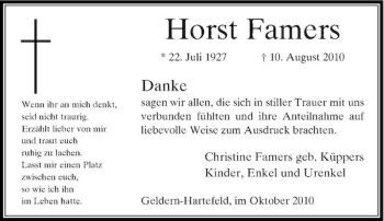 Traueranzeige von Horst Famers von Rheinische Post
