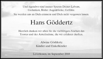 Traueranzeige von Hans Göddertz von Rheinische Post