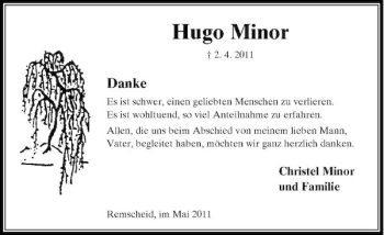 Traueranzeige von Hugo Minor von Rheinische Post