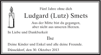 Traueranzeige von Ludgard Lutz Smets von Rheinische Post
