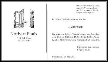 Traueranzeige von Norbert Pauls von Rheinische Post