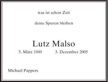 Traueranzeige von Lutz Malso von Rheinische Post