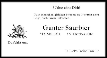 Traueranzeige von Günter Saurbier von Rheinische Post