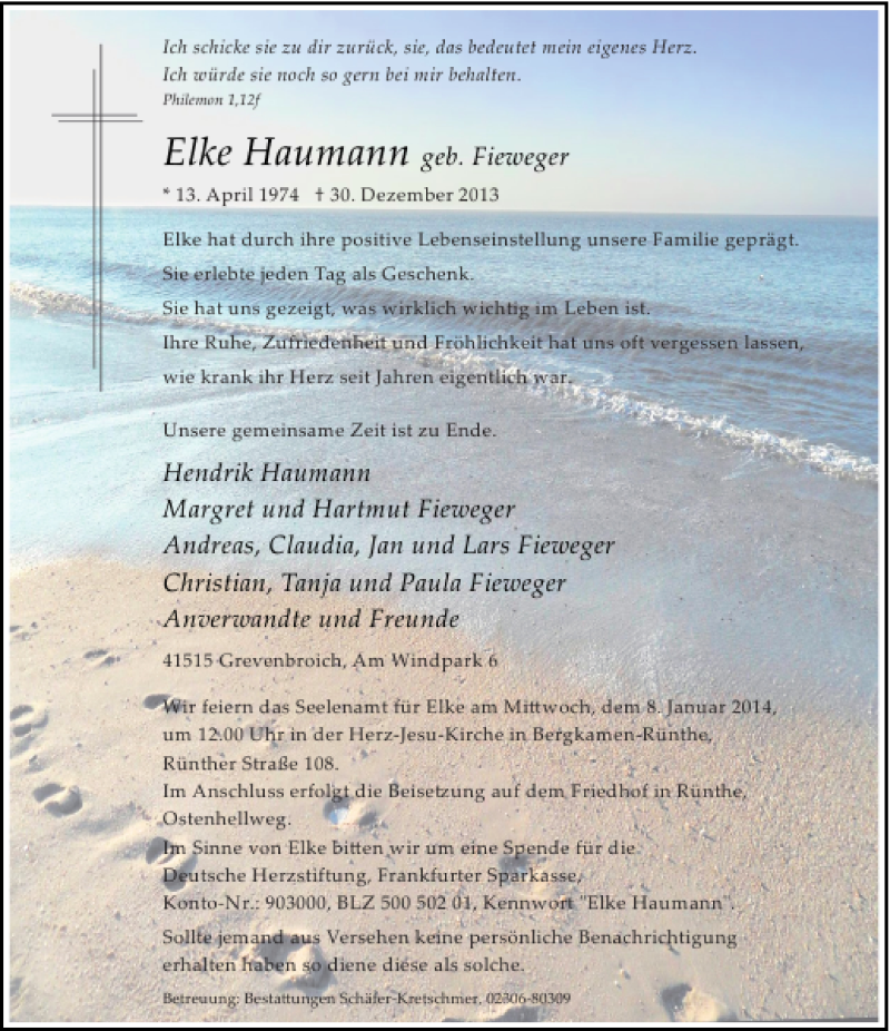  Traueranzeige für Elke Haumann vom 04.01.2014 aus Rheinische Post