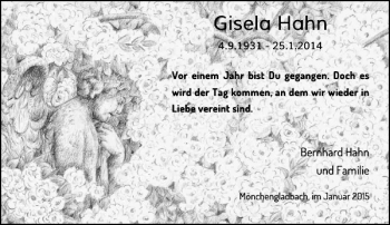 Traueranzeige von Gisela Hahn von Rheinische Post