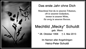 Traueranzeige von Mechtild Mecky Schuldt von Rheinische Post