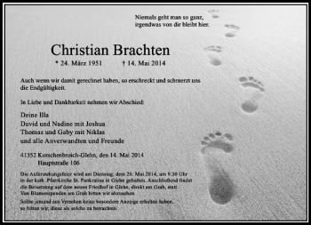 Traueranzeige von Christian Brachten von Rheinische Post