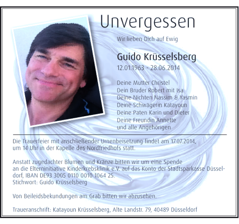  Traueranzeige für Guido Krüsselsberg vom 12.07.2014 aus Rheinische Post