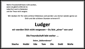 Traueranzeige von Ludger  von Rheinische Post