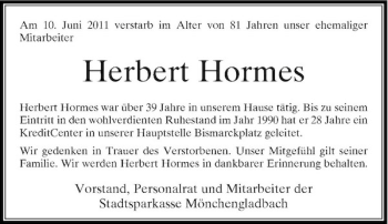 Traueranzeige von Herbert Hormes von Rheinische Post