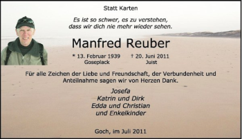 Traueranzeige von Manfred Reuber von Rheinische Post