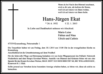 Traueranzeige von Hans-Jürgen Ekat von Rheinische Post