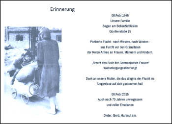 Traueranzeige von 8.Febr.1945Unsere FamilieSagan von Rheinische Post