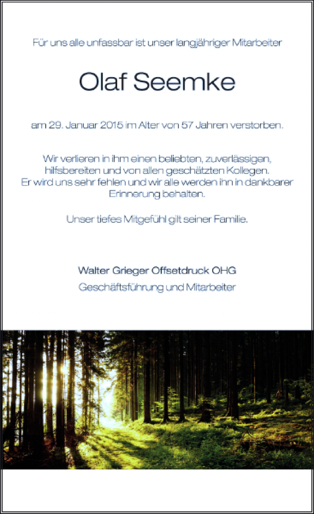  Traueranzeige für Seemke Olaf vom 04.02.2015 aus Rheinische Post