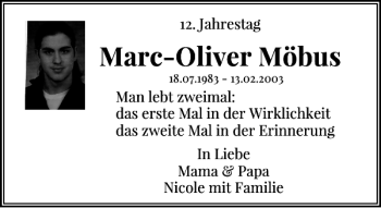 Traueranzeige von Marc-Oliver Möbus von Rheinische Post