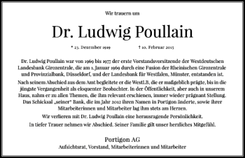 Traueranzeige von Dr. Ludwig Poullain von Rheinische Post
