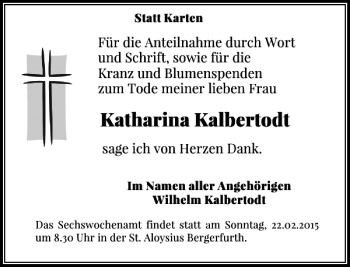Traueranzeige von Katharina Kalbertodt von Rheinische Post