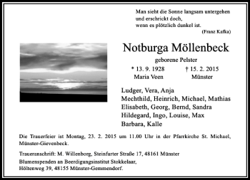 Traueranzeige von Notburga Möllenbeck von Rheinische Post