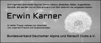 Traueranzeige von Erwin Karner von Rheinische Post