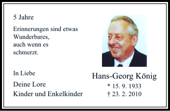 Traueranzeige von Hans-Georg König von Rheinische Post