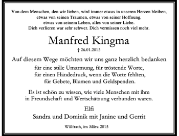 Traueranzeige von Kingma Manfred von Rheinische Post
