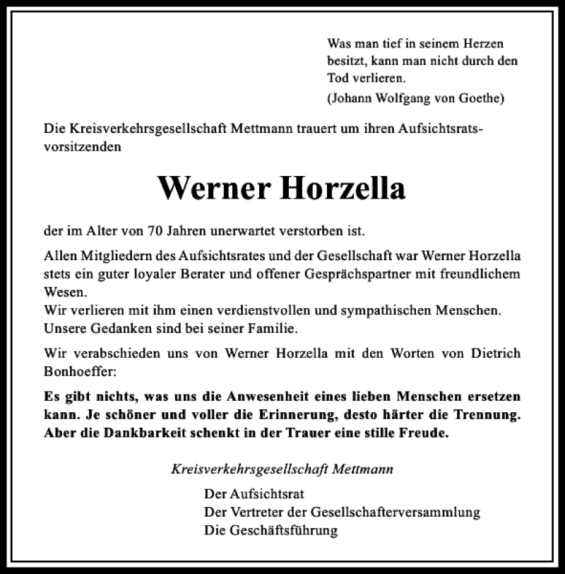  Traueranzeige für Horzella Werner vom 03.03.2015 aus Rheinische Post