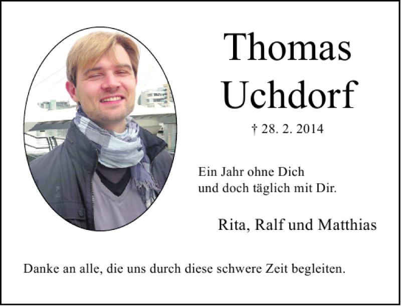  Traueranzeige für Thomas Uchdorf vom 03.03.2015 aus Rheinische Post