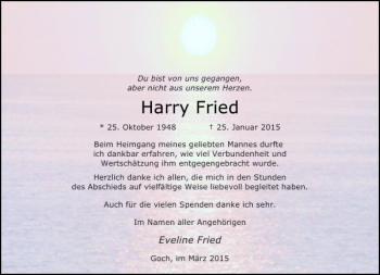 Traueranzeige von Fried Harry von Rheinische Post