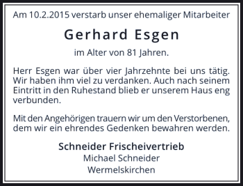 Traueranzeige von Esgen Gerhard von Rheinische Post