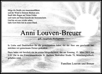 Traueranzeige von Louven-Breuer Anni von Rheinische Post