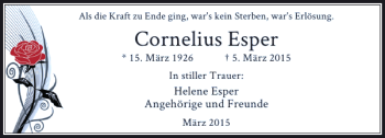 Traueranzeige von Esper Cornelius von Rheinische Post