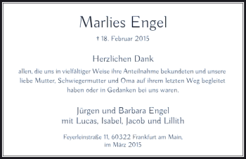 Traueranzeige von Engel Marlies von Rheinische Post