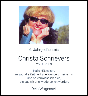 Traueranzeige von Schrievers Christa von Rheinische Post