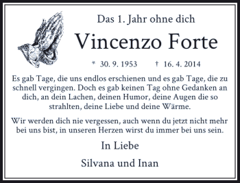 Traueranzeige von Forte Vincenzo von Rheinische Post