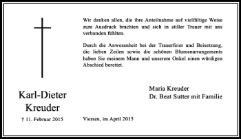 Traueranzeige von Kreuder Karl-Dieter von Rheinische Post